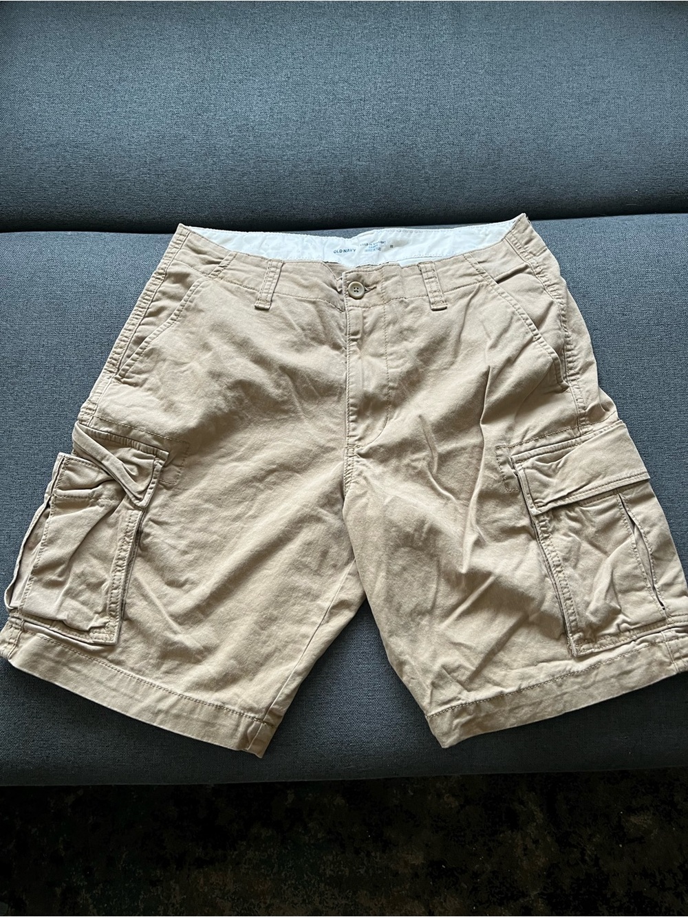 Old Navy Men’s 32 Lived-In Cargo Shorts Basswood Brown Built-In Flex Utility
